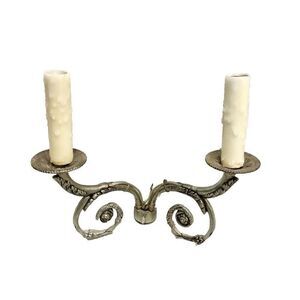 Vintage Ornate Silver Sconce Lights with Two Candle-Style Lights